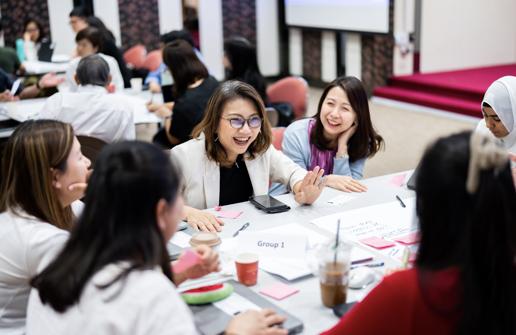 Participants engaging in groups during CoP workshop